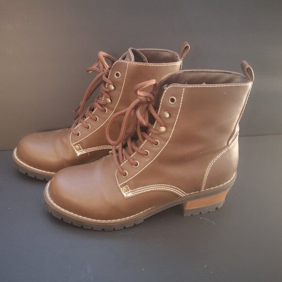 Original Rugged Outback Ladies Size 8 Brown Tie Closure Ankle Boots - Picture 1 of 10